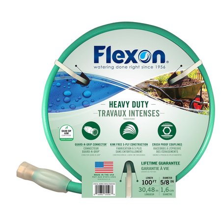FLEXON 5/8 in. D X 100 ft. L Heavy Duty Garden Hose Green FXG58100ACE